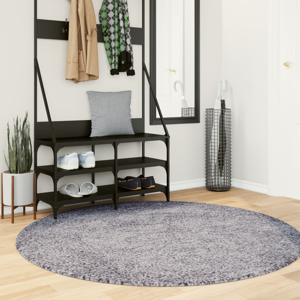 vidaXL Covor pufos "PAMPLONA" cu fire înalte, albastru modern Ø 200 cm