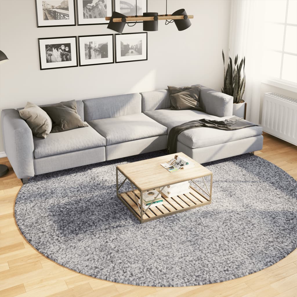 vidaXL Covor pufos "PAMPLONA" cu fire înalte, albastru modern Ø 280 cm