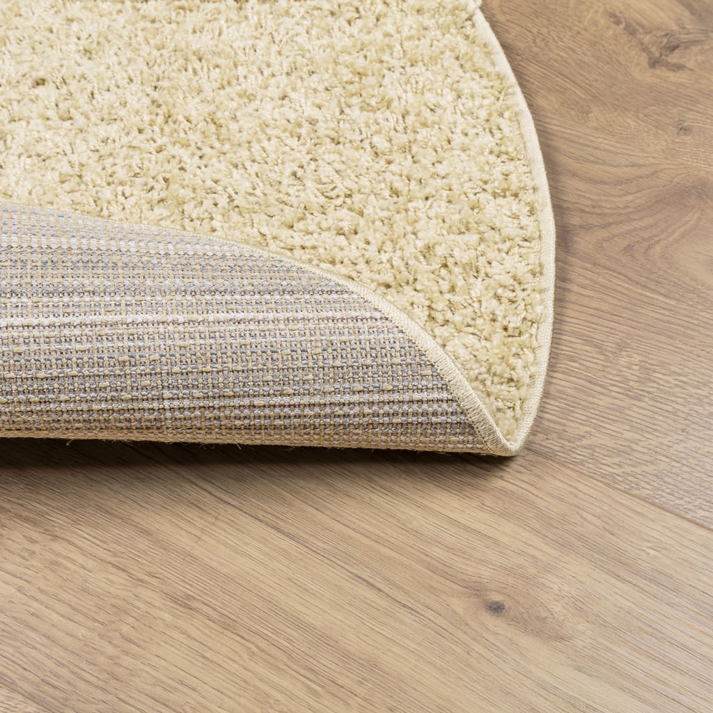vidaXL Covor pufos "PAMPLONA" cu fire înalte, auriu modern, Ø 100 cm
