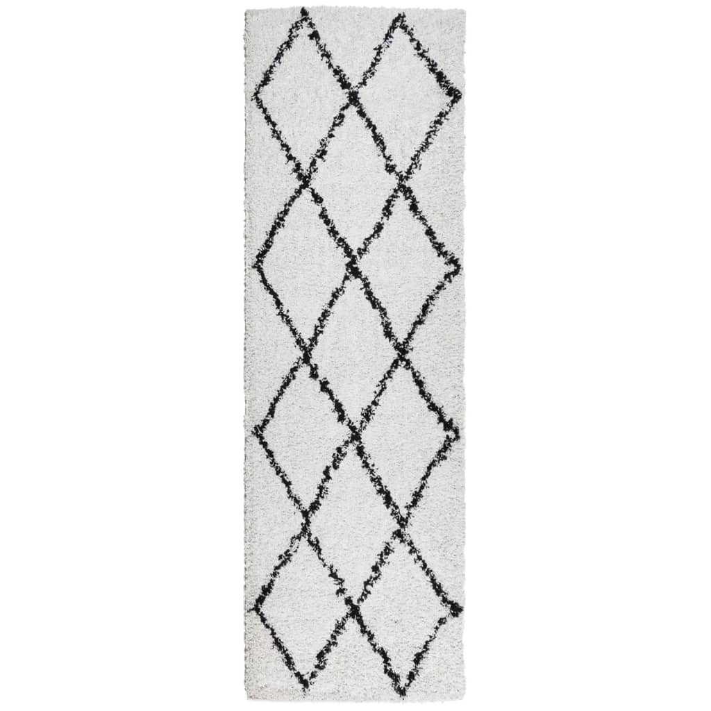 vidaXL Covor pufos "PAMPLONA" fire înalte negru/crem modern 80x250 cm vidaXL Covor pufos "PAMPLONA" fire înalte negru/crem modern 80x250 cm