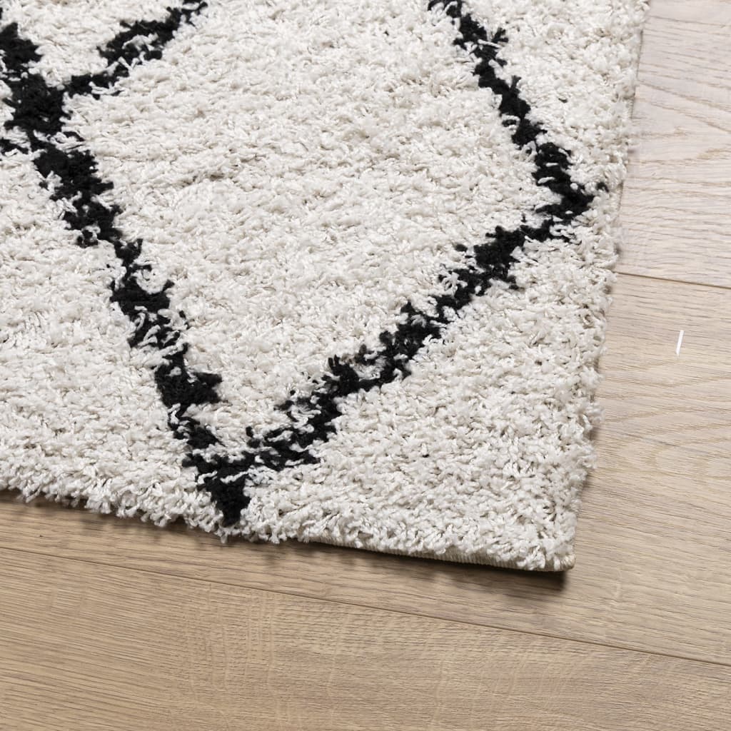 vidaXL Covor pufos "PAMPLONA" fire înalte negru/crem modern 80x250 cm vidaXL Covor pufos "PAMPLONA" fire înalte negru/crem modern 80x250 cm