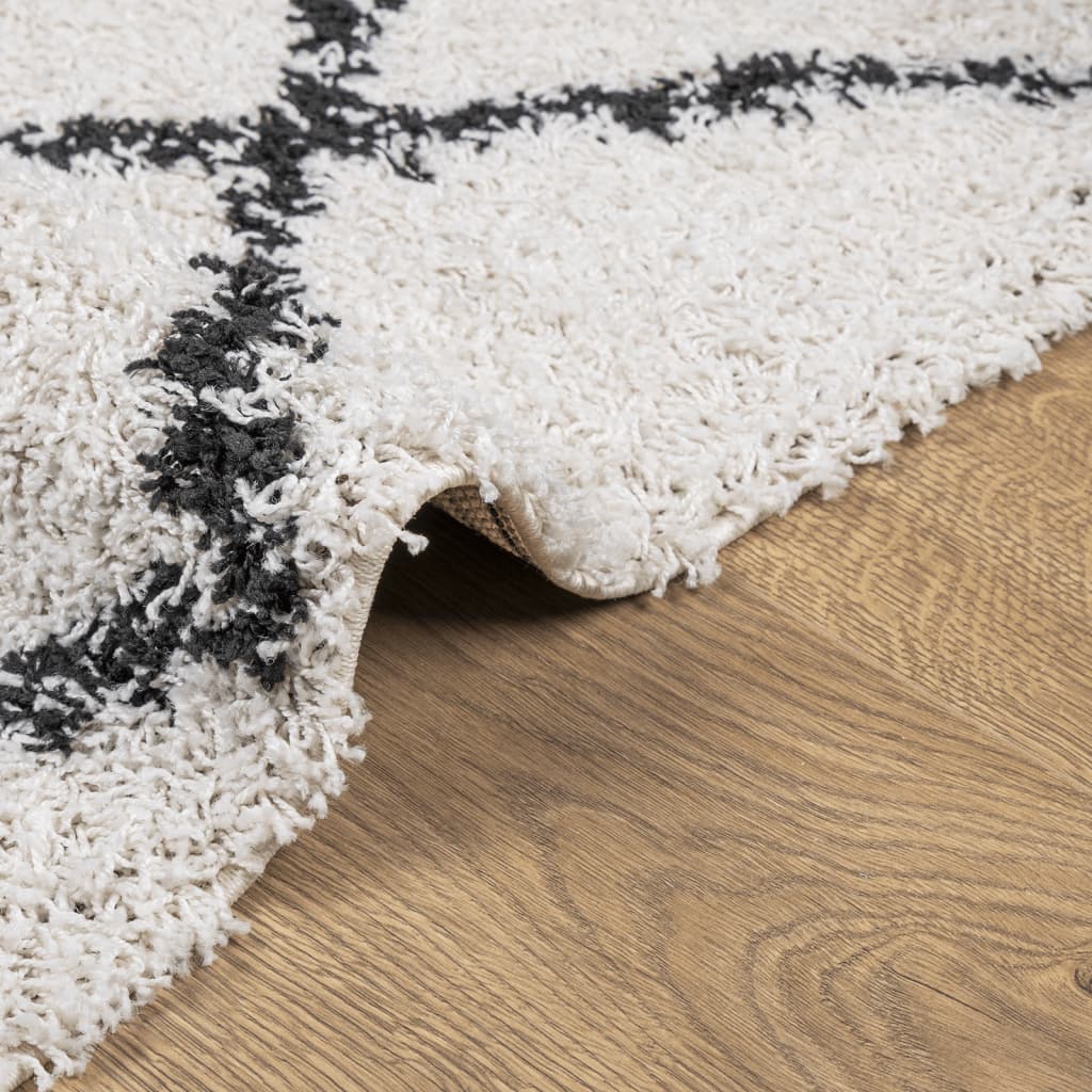 vidaXL Covor pufos "PAMPLONA" fire înalte negru/crem modern 80x250 cm vidaXL Covor pufos "PAMPLONA" fire înalte negru/crem modern 80x250 cm