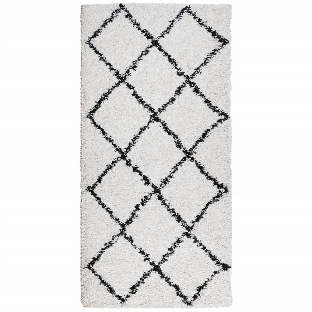 vidaXL Covor pufos "PAMPLONA" fire înalte negru/crem modern 100x200 cm vidaXL Covor pufos "PAMPLONA" fire înalte negru/crem modern 100x200 cm