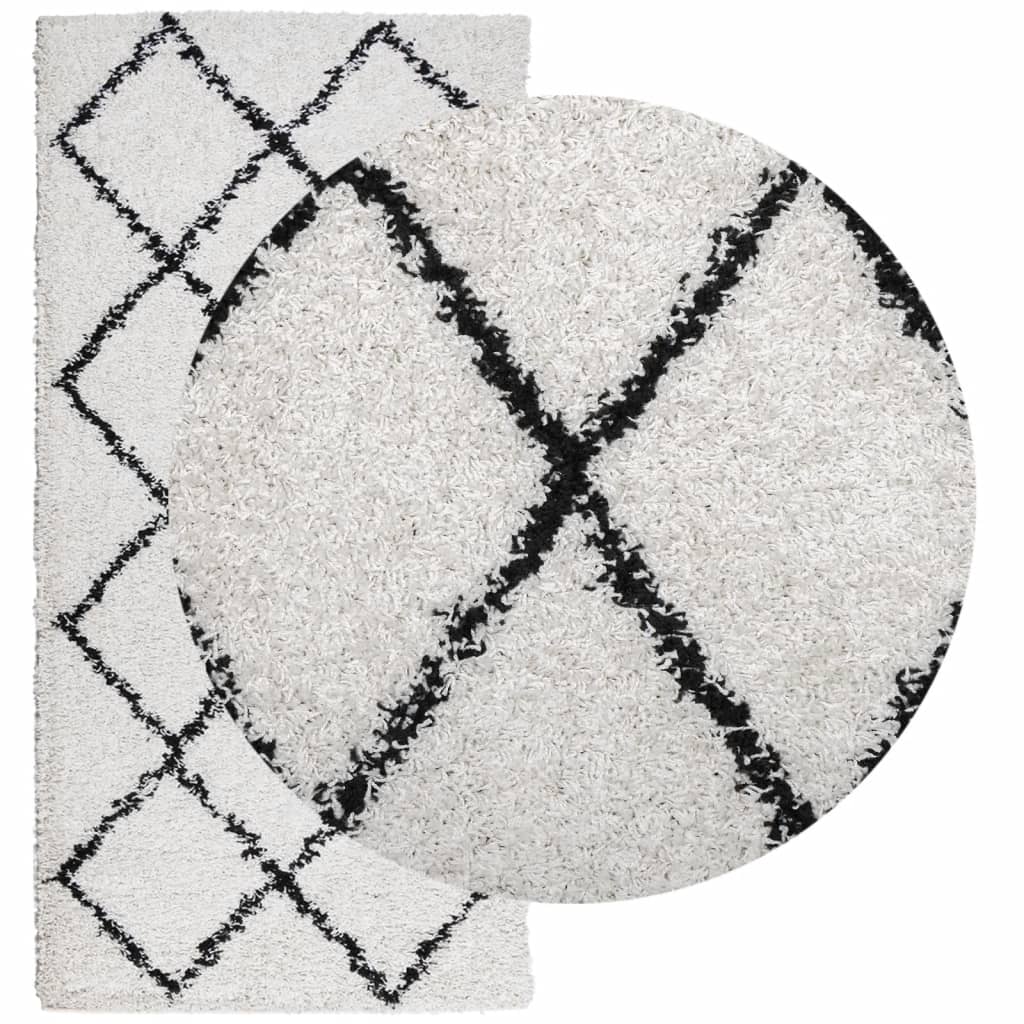 vidaXL Covor pufos "PAMPLONA" fire înalte negru/crem modern 100x200 cm vidaXL Covor pufos "PAMPLONA" fire înalte negru/crem modern 100x200 cm