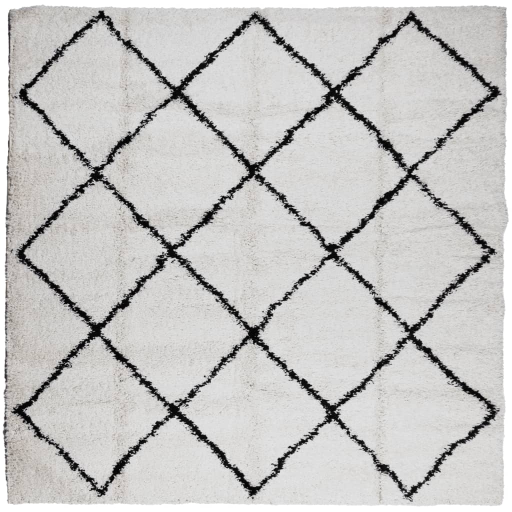 vidaXL Covor pufos "PAMPLONA" fire înalte negru/crem modern 120x120 cm vidaXL Covor pufos "PAMPLONA" fire înalte negru/crem modern 120x120 cm