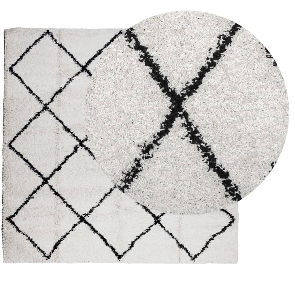 vidaXL Covor pufos "PAMPLONA" fire înalte negru/crem modern 120x120 cm vidaXL Covor pufos "PAMPLONA" fire înalte negru/crem modern 120x120 cm