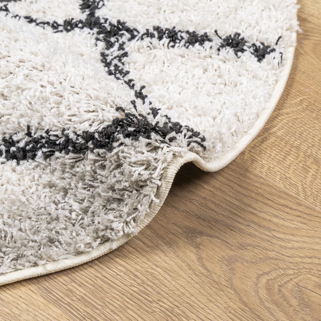 vidaXL Covor pufos "PAMPLONA" fire înalte negru/crem modern Ø 80 cm vidaXL Covor pufos "PAMPLONA" fire înalte negru/crem modern Ø 80 cm