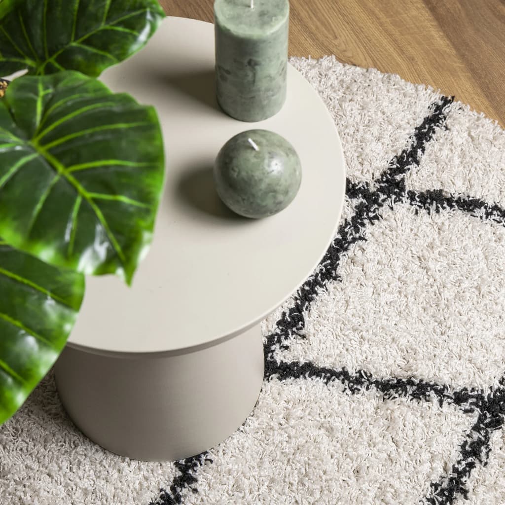 vidaXL Covor pufos "PAMPLONA" fire înalte negru/crem modern Ø 200 cm