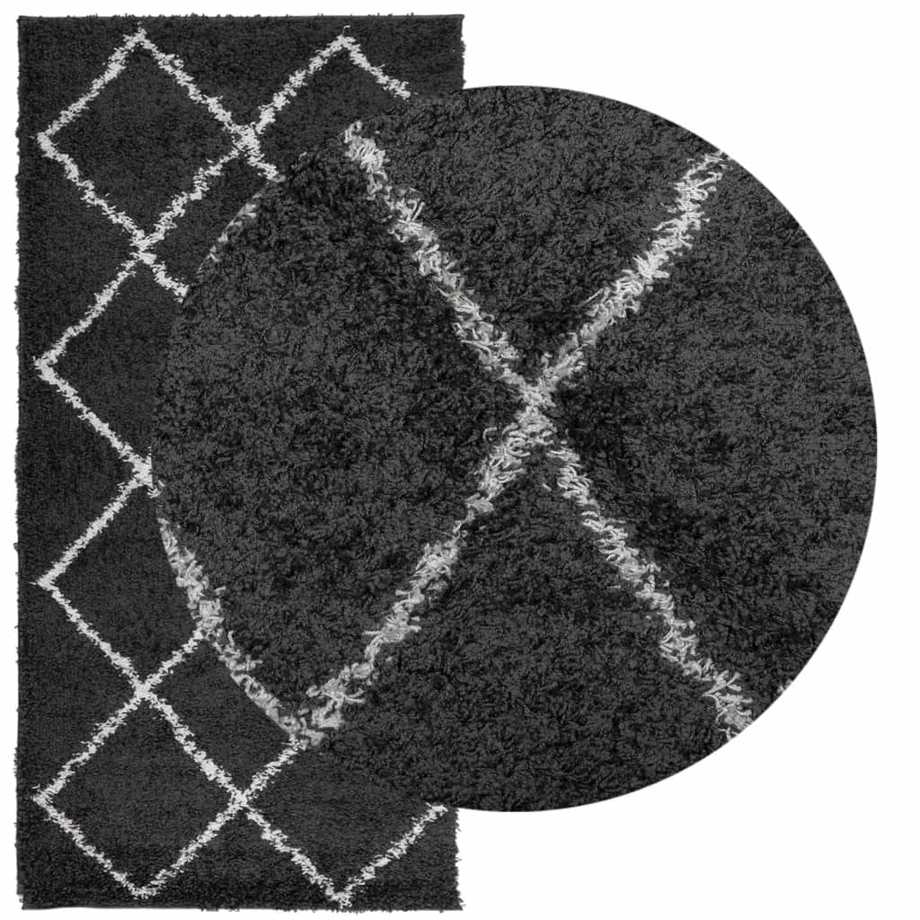vidaXL Covor pufos "PAMPLONA" fire înalte negru/crem modern 100x200 cm vidaXL Covor pufos "PAMPLONA" fire înalte negru/crem modern 100x200 cm