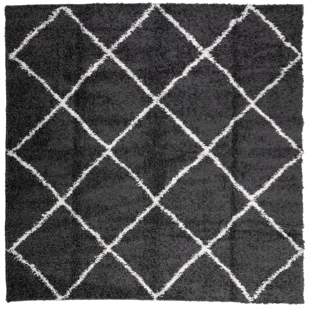 vidaXL Covor pufos "PAMPLONA" fire înalte negru/crem modern 120x120 cm vidaXL Covor pufos "PAMPLONA" fire înalte negru/crem modern 120x120 cm