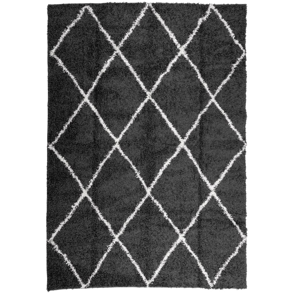 vidaXL Covor pufos "PAMPLONA" fire înalte negru/crem modern 120x170 cm vidaXL Covor pufos "PAMPLONA" fire înalte negru/crem modern 120x170 cm