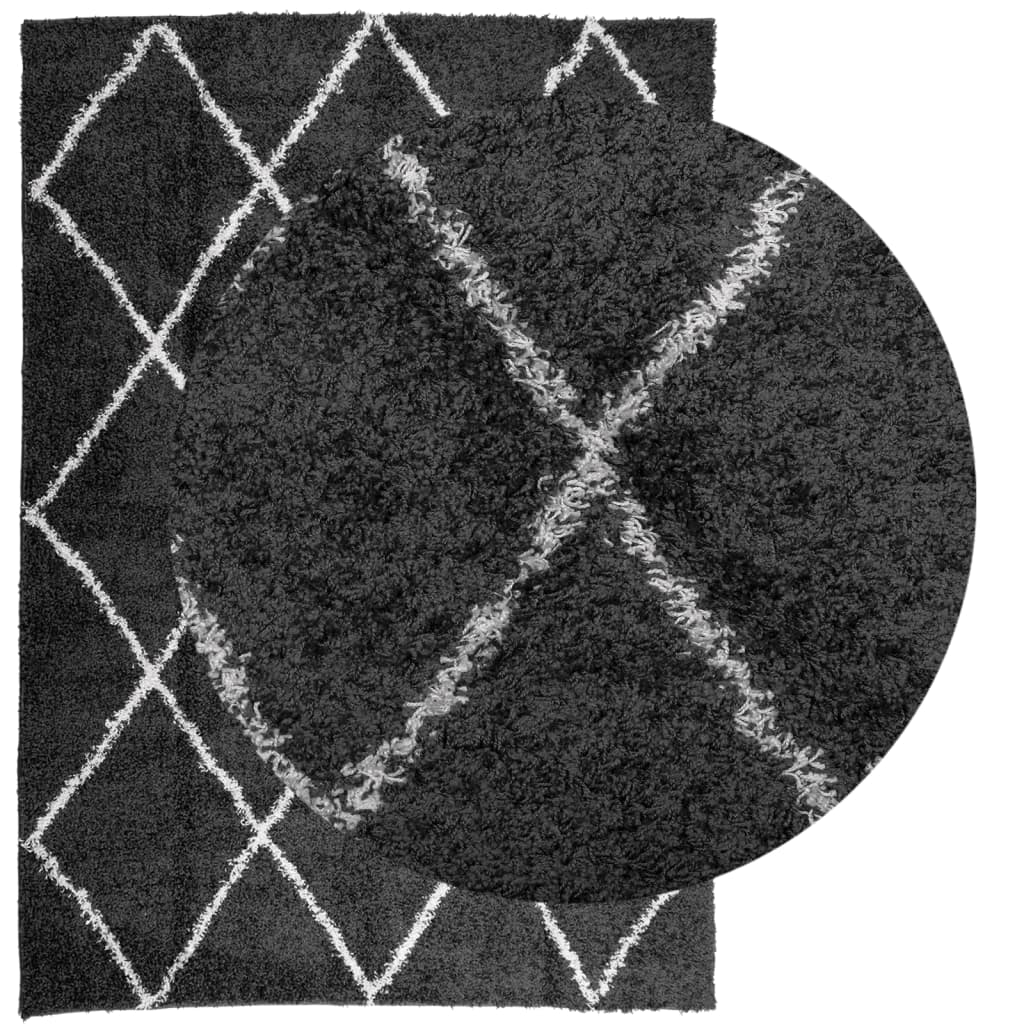 vidaXL Covor pufos "PAMPLONA" fire înalte negru/crem modern 120x170 cm vidaXL Covor pufos "PAMPLONA" fire înalte negru/crem modern 120x170 cm