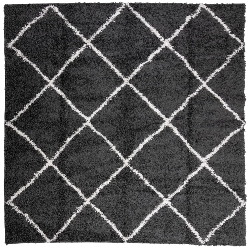 vidaXL Covor pufos "PAMPLONA" fire înalte negru/crem modern 160x160 cm vidaXL Covor pufos "PAMPLONA" fire înalte negru/crem modern 160x160 cm