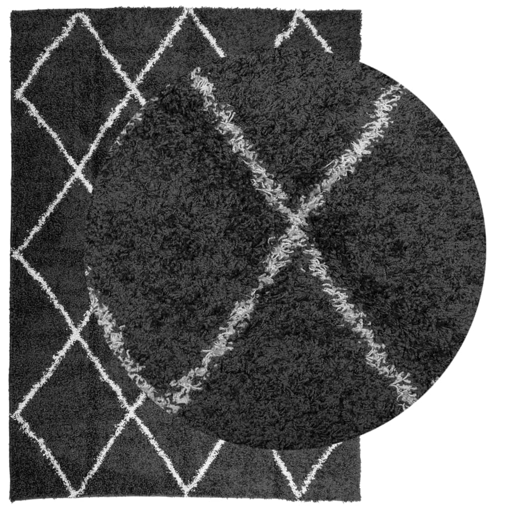 vidaXL Covor pufos "PAMPLONA" fire înalte negru/crem modern 200x280 cm vidaXL Covor pufos "PAMPLONA" fire înalte negru/crem modern 200x280 cm