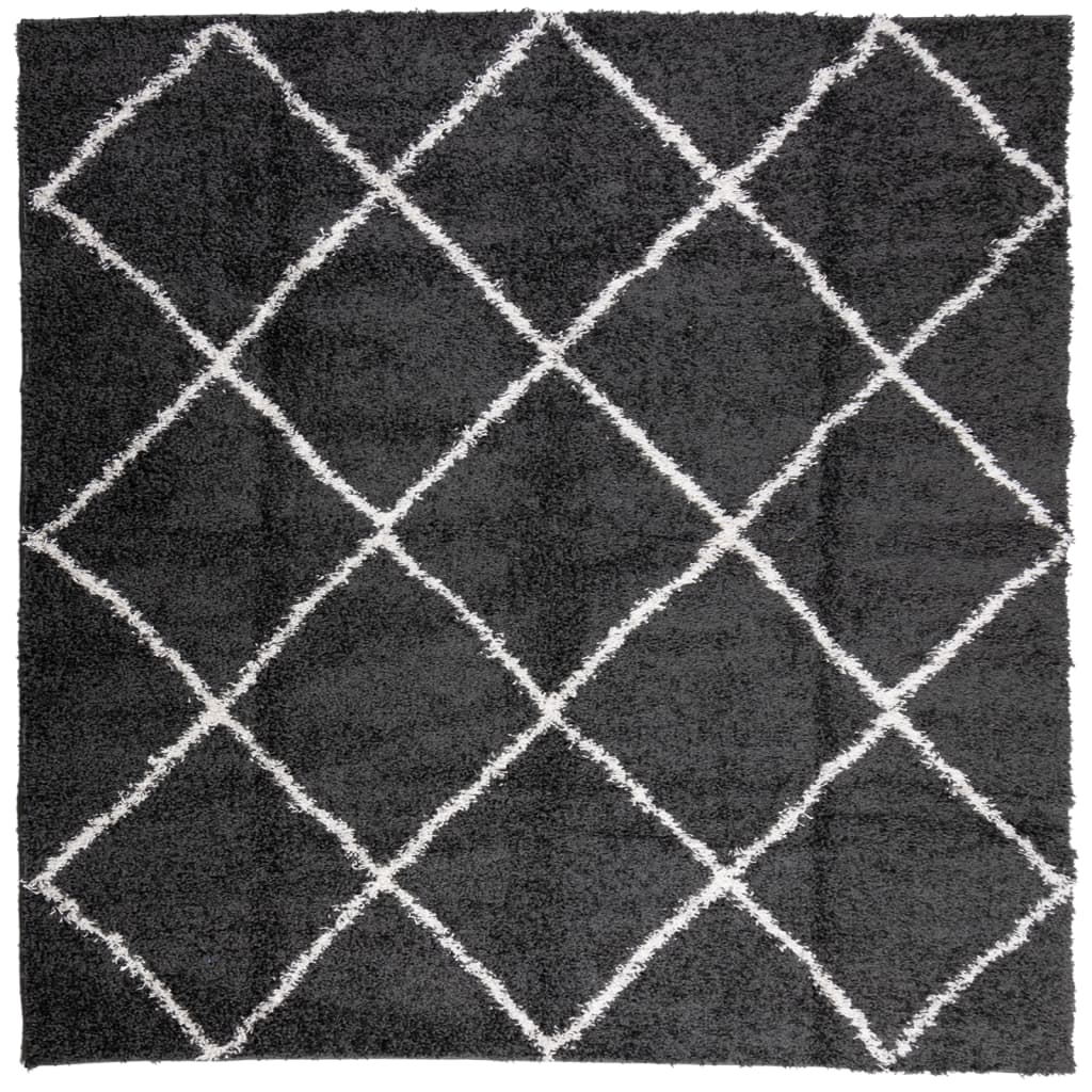 vidaXL Covor pufos "PAMPLONA" fire înalte negru/crem modern 240x240 cm vidaXL Covor pufos "PAMPLONA" fire înalte negru/crem modern 240x240 cm
