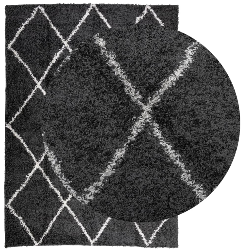 vidaXL Covor pufos "PAMPLONA" fire înalte negru/crem modern 240x340 cm vidaXL Covor pufos "PAMPLONA" fire înalte negru/crem modern 240x340 cm