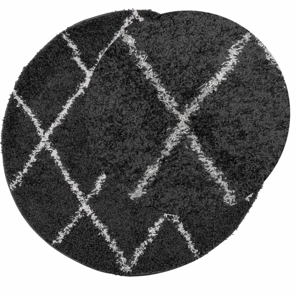 vidaXL Covor pufos "PAMPLONA" fire înalte negru/crem modern Ø 100 cm vidaXL Covor pufos "PAMPLONA" fire înalte negru/crem modern Ø 100 cm