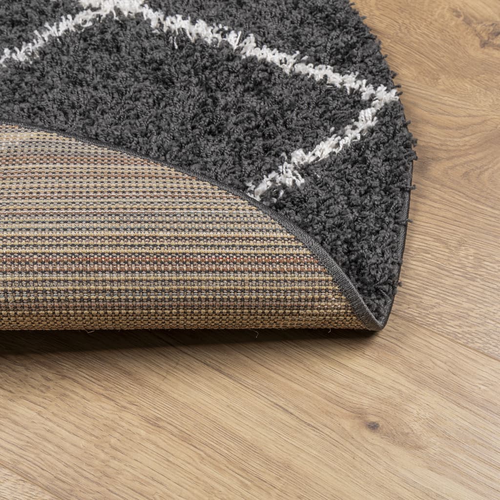 vidaXL Covor pufos "PAMPLONA" fire înalte negru/crem modern Ø 200 cm