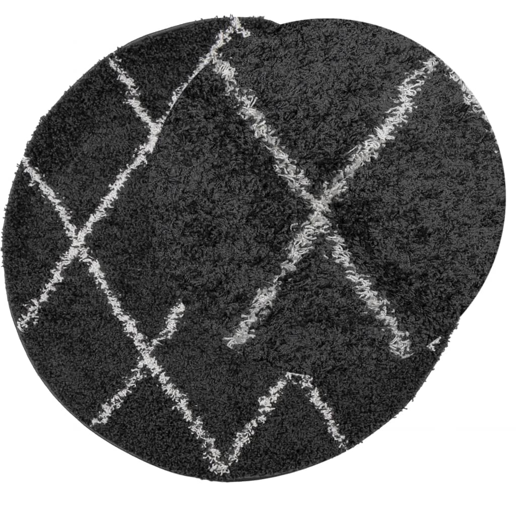 vidaXL Covor pufos "PAMPLONA" fire înalte negru/crem modern Ø 280 cm vidaXL Covor pufos "PAMPLONA" fire înalte negru/crem modern Ø 280 cm