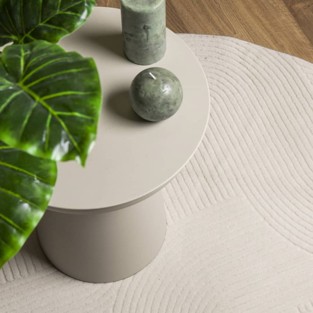 vidaXL Covor "IZA" aspect scandinav, cu fire scurte, crem, Ø 80 cm