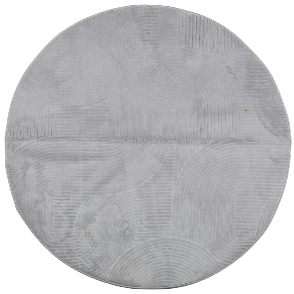 vidaXL Covor "IZA" aspect scandinav, cu fire scurte, gri, Ø 120 cm