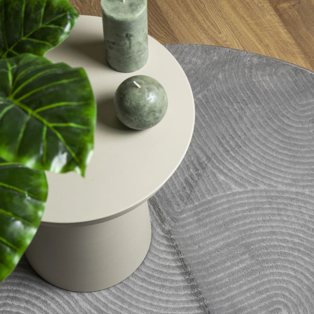 vidaXL Covor "IZA" aspect scandinav, cu fire scurte, gri, Ø 160 cm