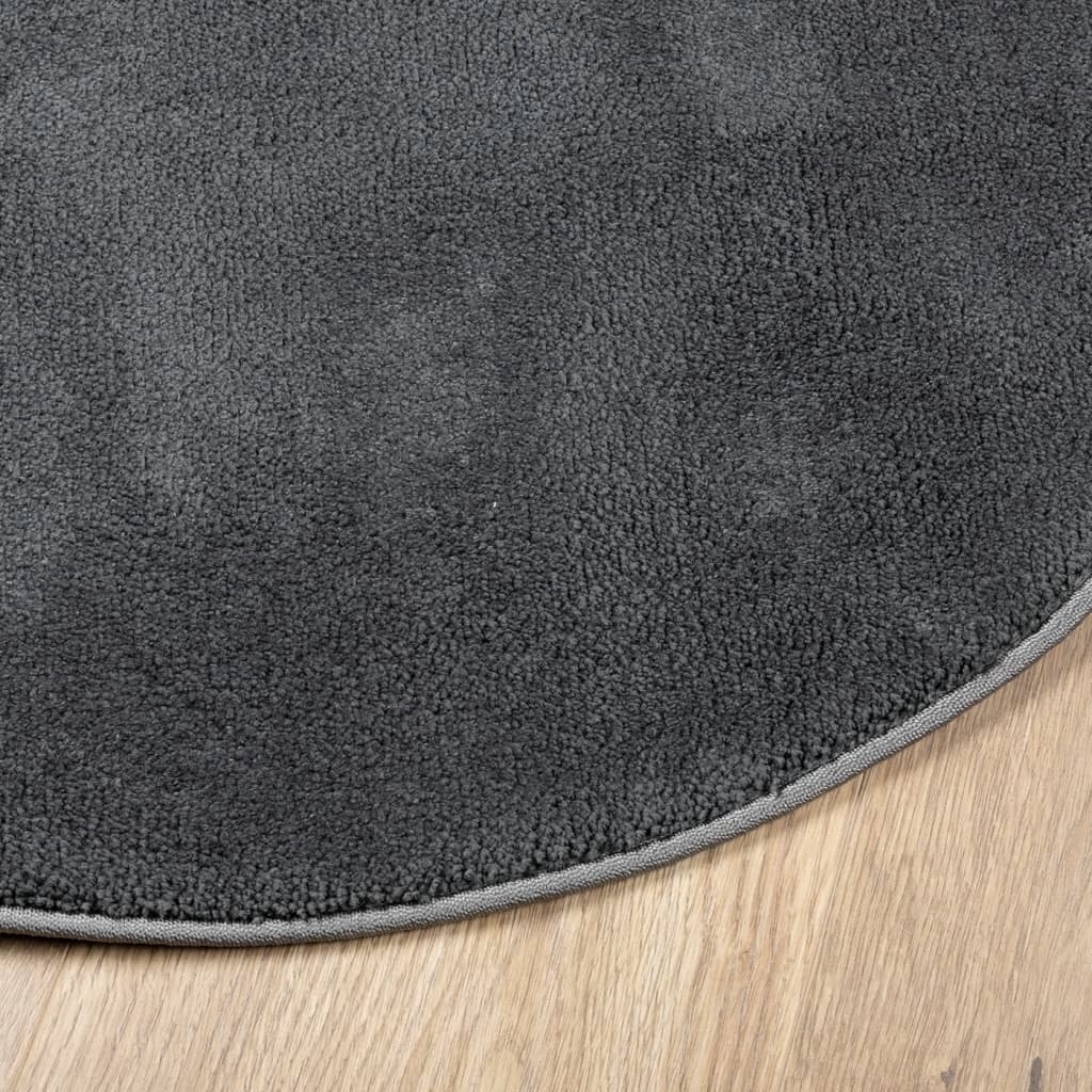 vidaXL Covor „OVIEDO”, fire scurte, antracit, Ø 120 cm vidaXL Covor „OVIEDO”, fire scurte, antracit, Ø 120 cm