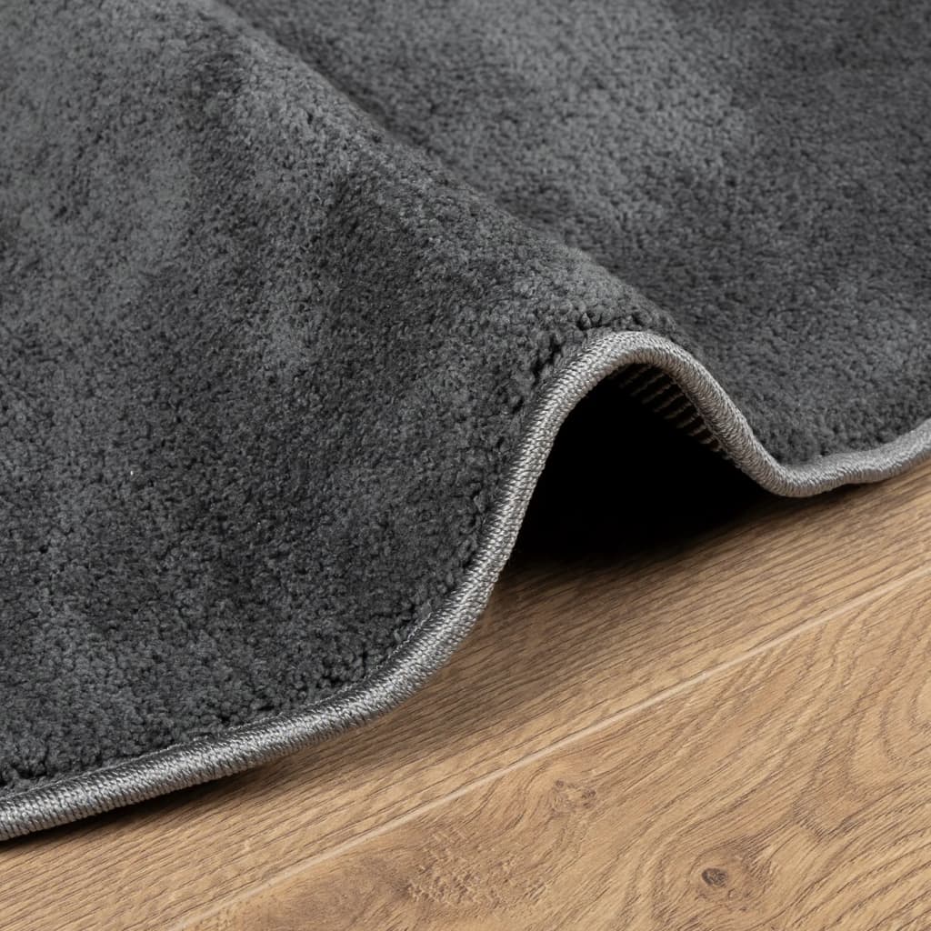 vidaXL Covor „OVIEDO”, fire scurte, antracit, Ø 120 cm vidaXL Covor „OVIEDO”, fire scurte, antracit, Ø 120 cm