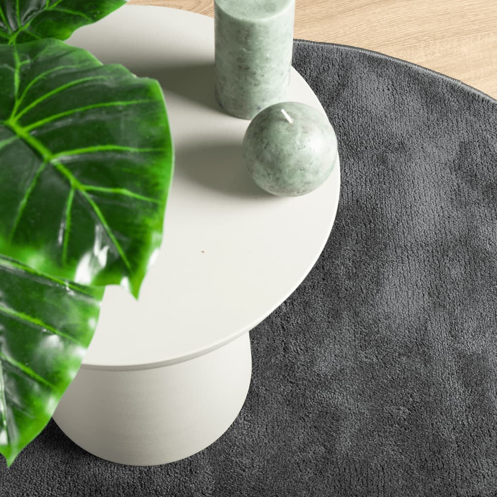 vidaXL Covor „OVIEDO”, fire scurte, antracit, Ø 200 cm