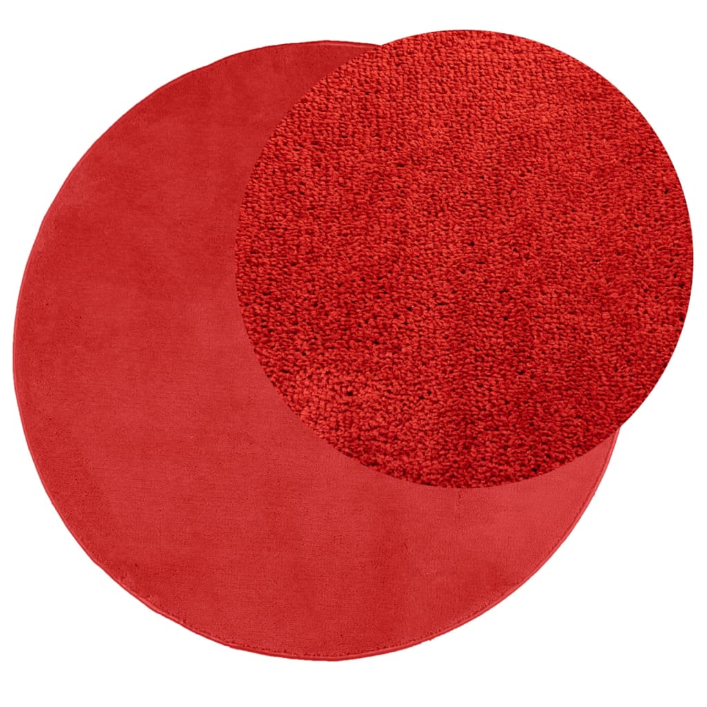 vidaXL Covor „OVIEDO”, fire scurte, roșu, Ø 120 cm vidaXL Covor „OVIEDO”, fire scurte, roșu, Ø 120 cm