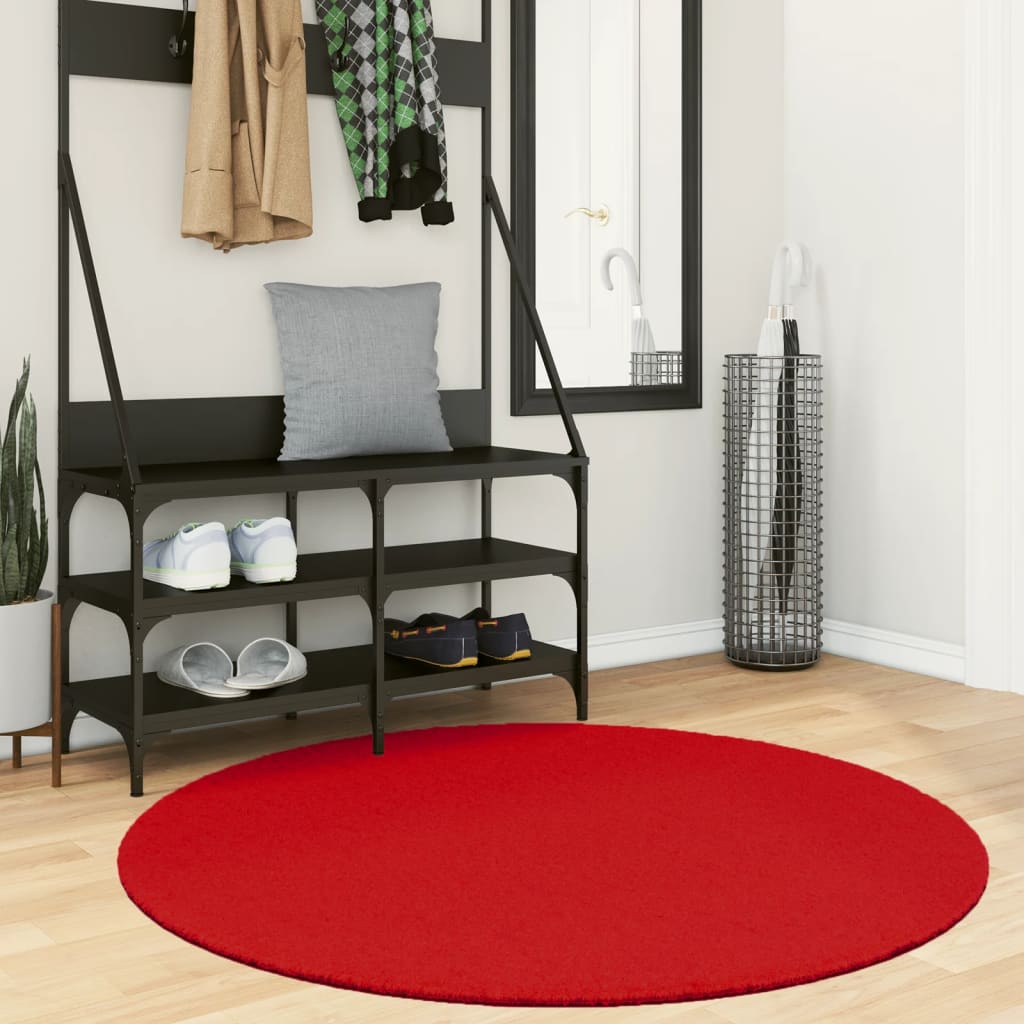 vidaXL Covor „OVIEDO”, fire scurte, roșu, Ø 120 cm vidaXL Covor „OVIEDO”, fire scurte, roșu, Ø 120 cm