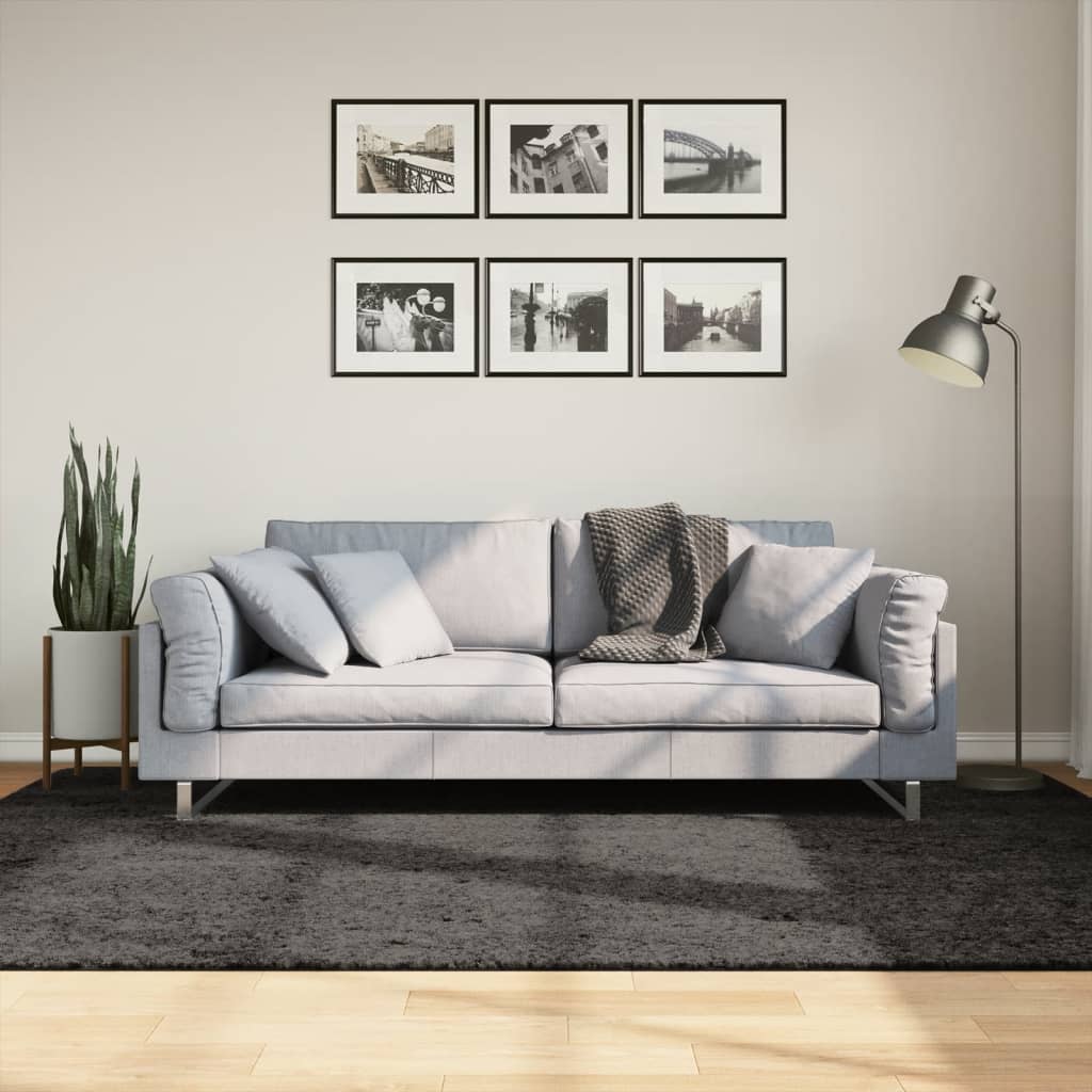 vidaXL Covor ISTAN, cu fire înalte, aspect lucios, antracit, 160x230cm vidaXL Covor ISTAN, cu fire înalte, aspect lucios, antracit, 160x230cm