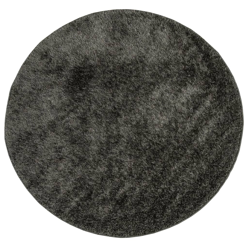 vidaXL Covor ISTAN, cu fire înalte, aspect lucios, antracit, Ø 100 cm