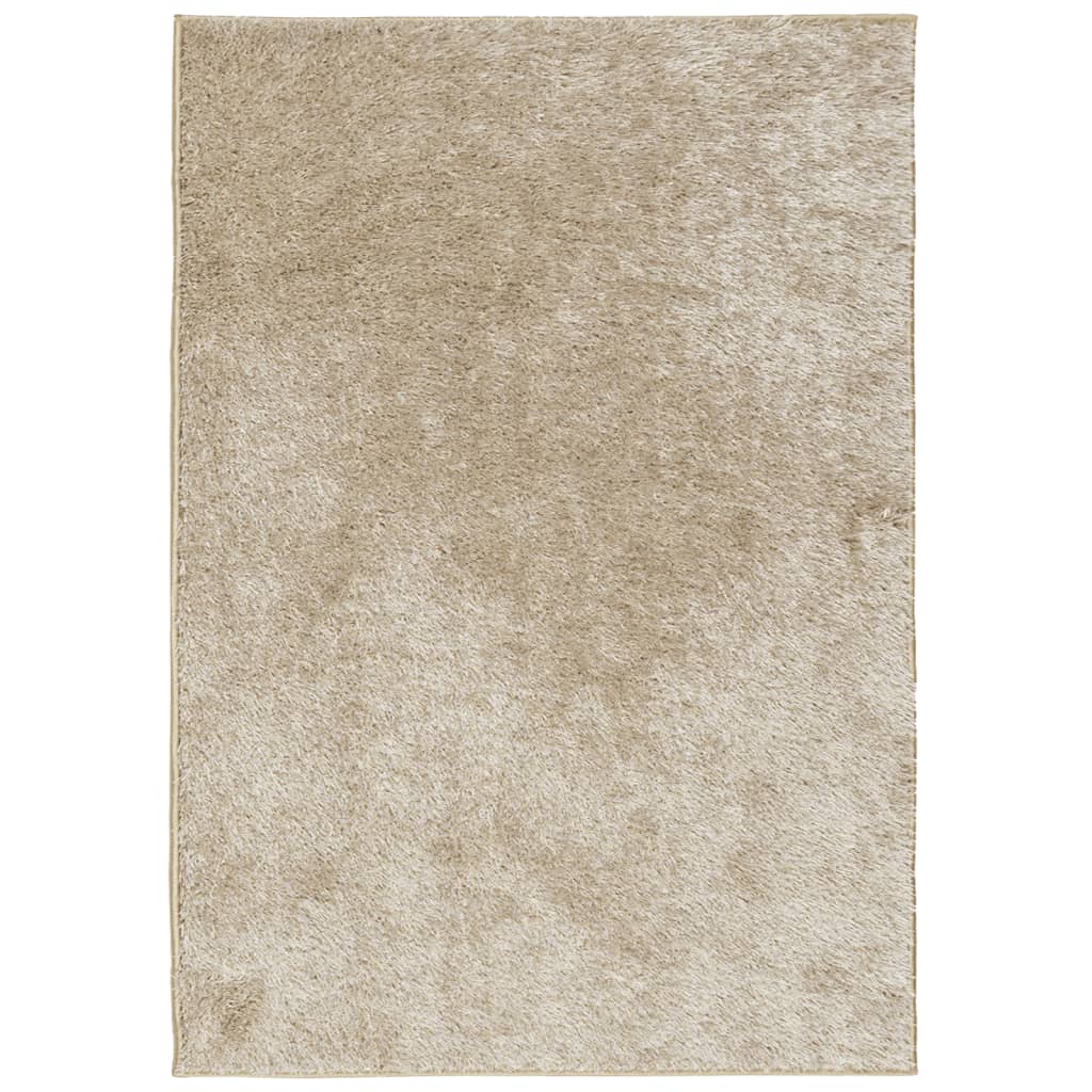 vidaXL Covor ISTAN, cu fire înalte, aspect lucios, bej, 140x200 cm
