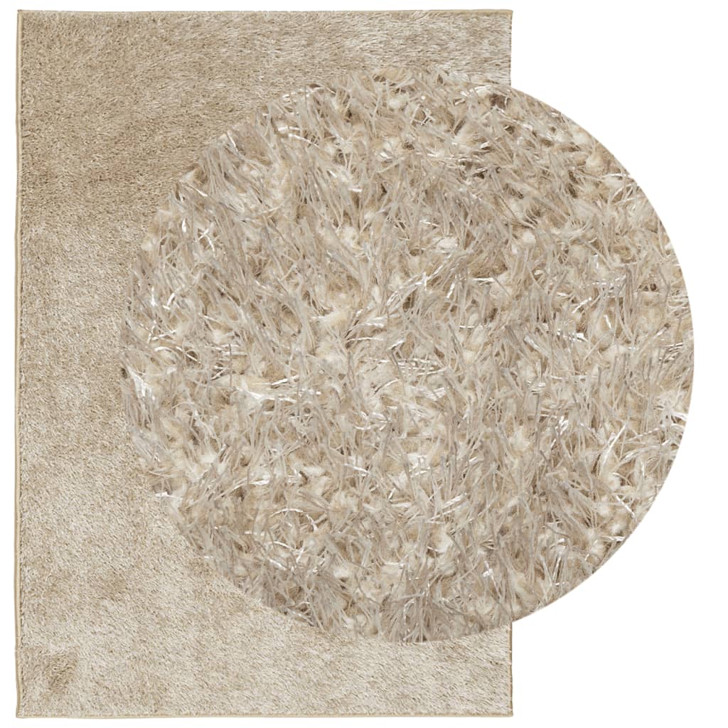 vidaXL Covor ISTAN, cu fire înalte, aspect lucios, bej, 140x200 cm