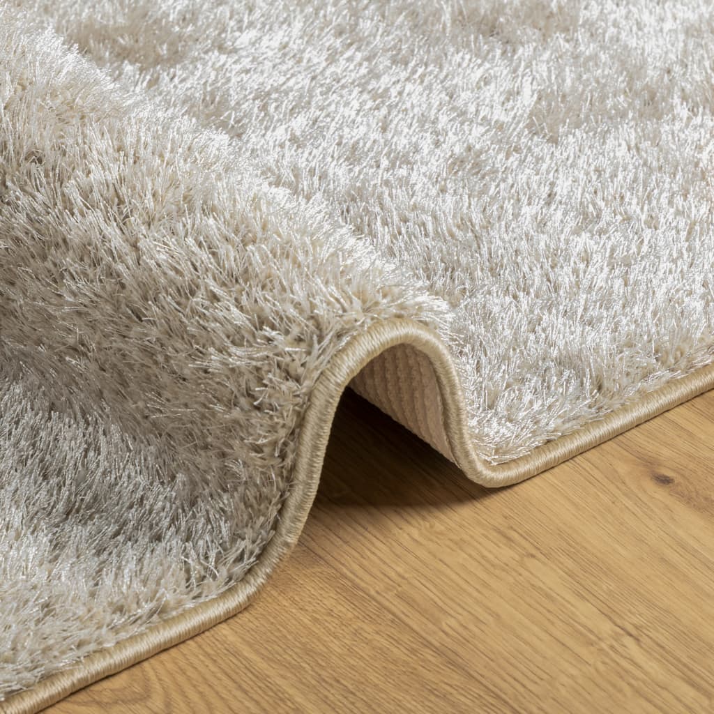 vidaXL Covor ISTAN, cu fire înalte, aspect lucios, bej, 140x200 cm