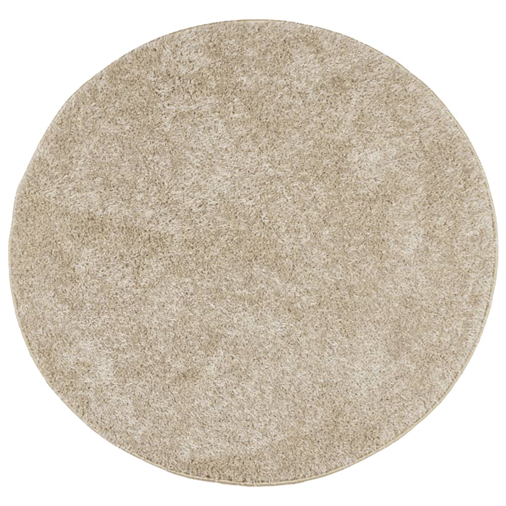 vidaXL Covor ISTAN, cu fire înalte, aspect lucios, bej, Ø 80 cm