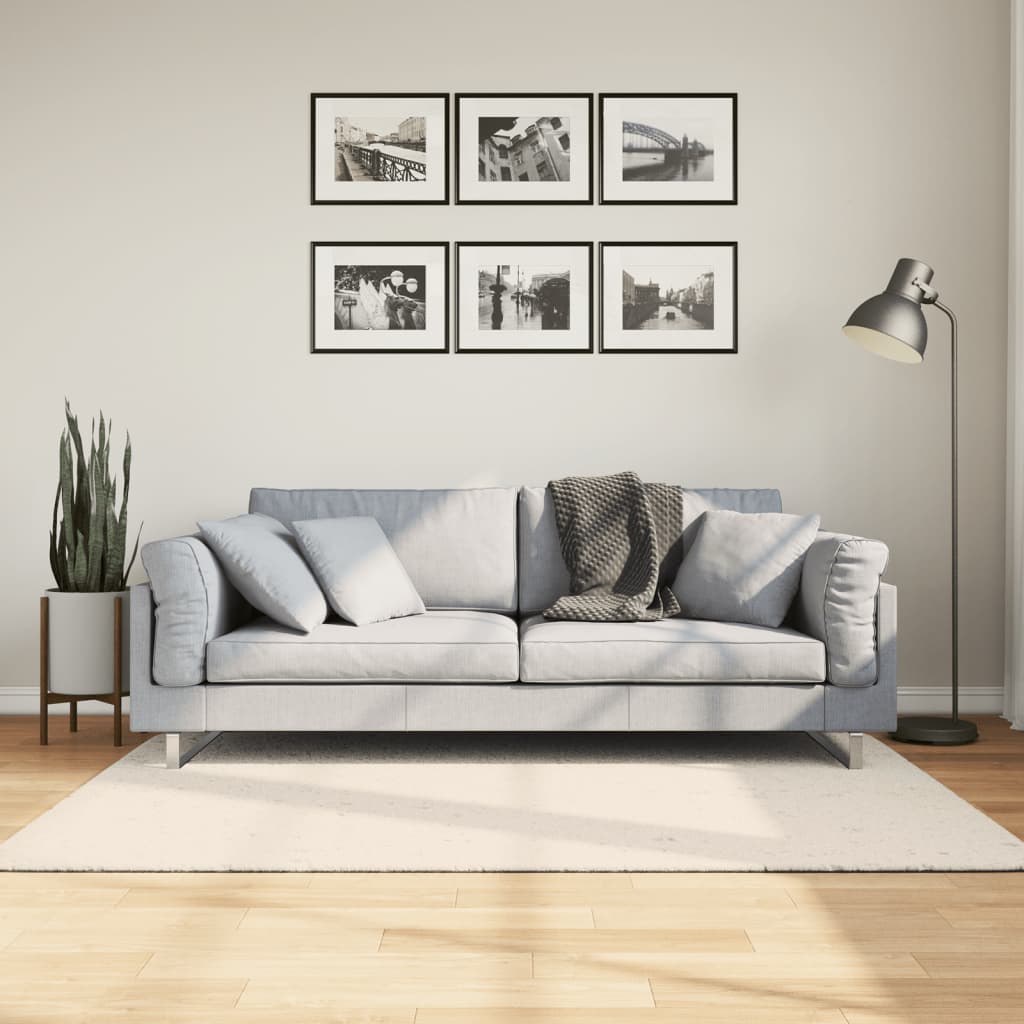 vidaXL Covor ISTAN, cu fire înalte, aspect lucios, crem, 140x200 cm