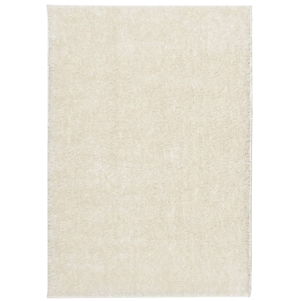 vidaXL Covor ISTAN, cu fire înalte, aspect lucios, crem, 160x230 cm
