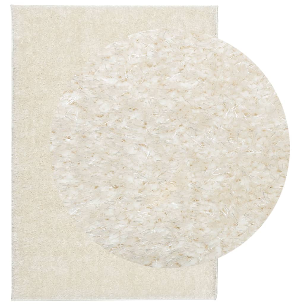 vidaXL Covor ISTAN, cu fire înalte, aspect lucios, crem, 160x230 cm