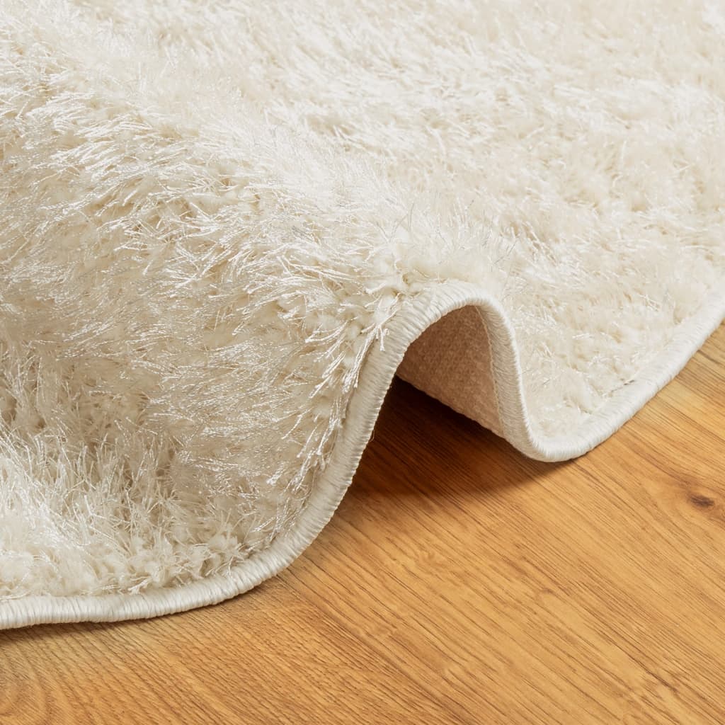 vidaXL Covor ISTAN, cu fire înalte, aspect lucios, crem, Ø 80 cm