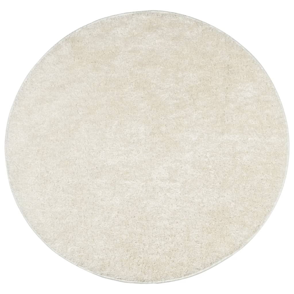 vidaXL Covor ISTAN, cu fire înalte, aspect lucios, crem, Ø 100 cm