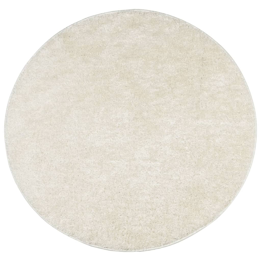 vidaXL Covor ISTAN, cu fire înalte, aspect lucios, crem, Ø 160 cm
