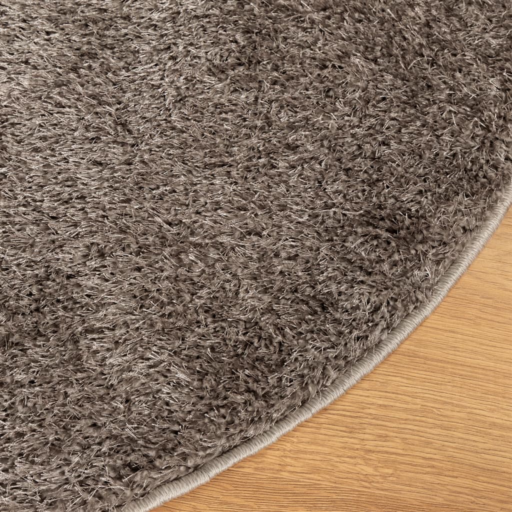 vidaXL Covor ISTAN, cu fire înalte, aspect lucios, gri, Ø 80 cm