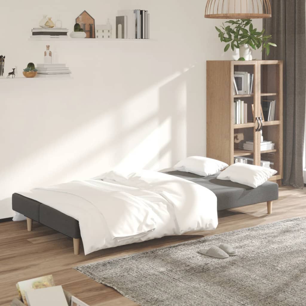 vidaXL Canapea extensibilă cu 2 locuri, gri deschis, țesătură