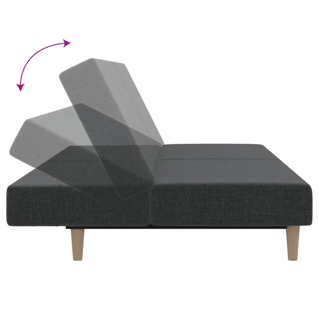 vidaXL Canapea extensibilă cu 2 locuri, gri închis, textil