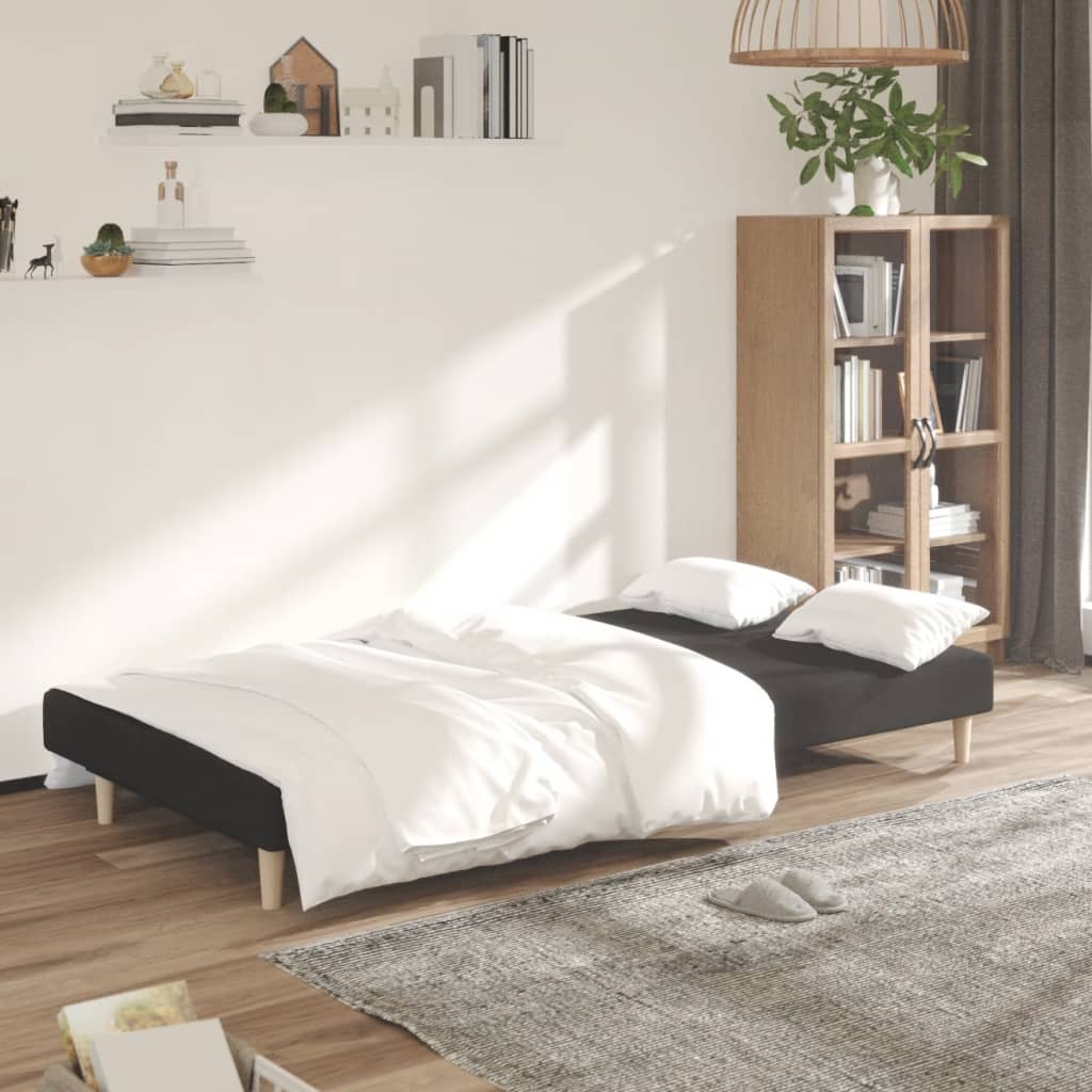 vidaXL Canapea extensibilă cu 2 locuri, negru, material textil vidaXL Canapea extensibilă cu 2 locuri, negru, material textil