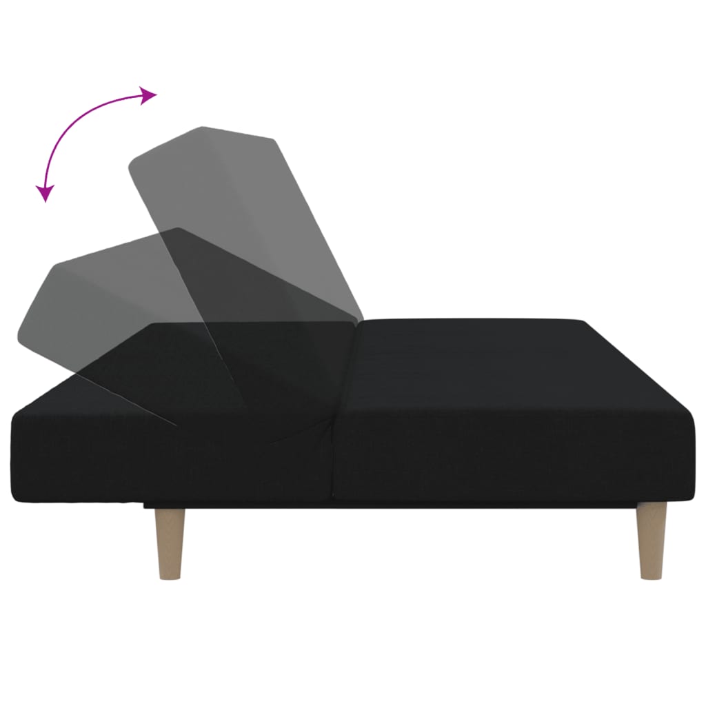 vidaXL Canapea extensibilă cu 2 locuri, negru, material textil vidaXL Canapea extensibilă cu 2 locuri, negru, material textil