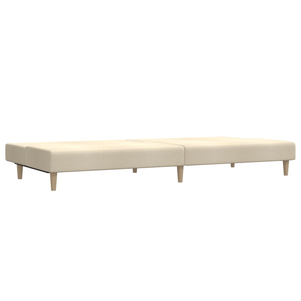 vidaXL Canapea extensibilă cu 2 locuri, crem, material textil vidaXL Canapea extensibilă cu 2 locuri, crem, material textil