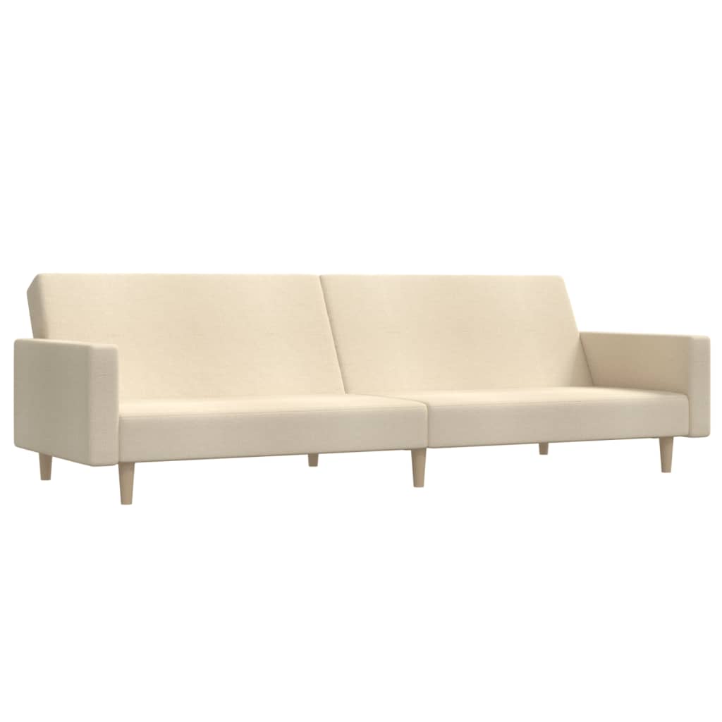 vidaXL Canapea extensibilă cu 2 locuri, crem, material textil vidaXL Canapea extensibilă cu 2 locuri, crem, material textil